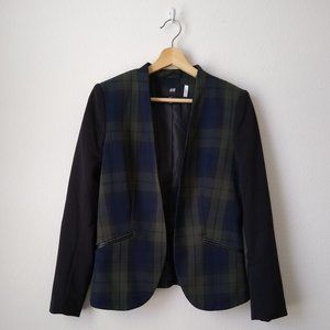 H&M Green and Blue Tartan Plaid Blazer | 8